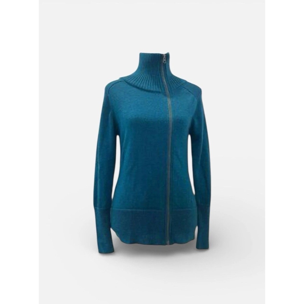 Kuhl‎ Merino Wool Zip Prague Sweater Jacket Women Small Teal Minimalist